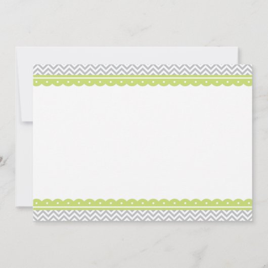 Little Bird Baby shower Invitation, Green and Grey Kaart (Achterkant)