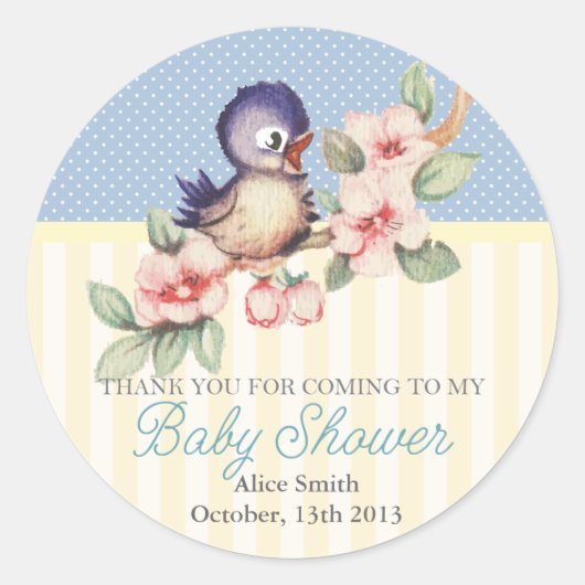  Little Bird Baby shower Personalized Favor Ronde Sticker (Voorkant)