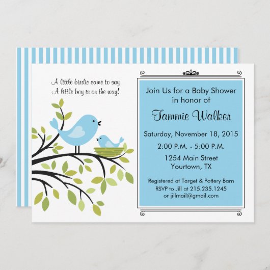 Little Bird Baby shower Uitnodiging (Voorkant / Achterkant)