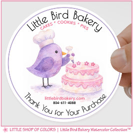 Little Bird Bakery Watercolor Cake Decoratie Ronde Sticker