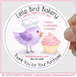 Little Bird Bakery Watercolor Cupcake Ronde Sticker