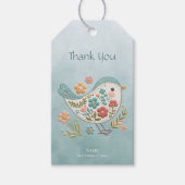 Little Bird Blauw Roze Bloemen Gift Label Cadeaulabel (Voorkant)