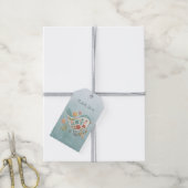 Little Bird Blauw Roze Bloemen Gift Label Cadeaulabel (Met Touw)