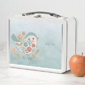 Little Bird Blauw Roze Bloemen Metalen Lunch Box (In situ)