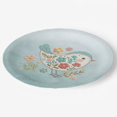 Little Bird Blauw Roze Bloemen Papier Bord (Gekanteld)