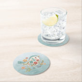 Little Bird Blauw Roze Bloemen Papier Onderzetter (Insitu)