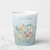 Little Bird Blauw Roze Bloemen Papieren Bekers (Links)