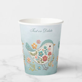 Little Bird Blauw Roze Bloemen Papieren Bekers
