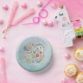 Little Bird Blauw Roze Bloemen Papieren Bowl Papieren Kommen (Feest)