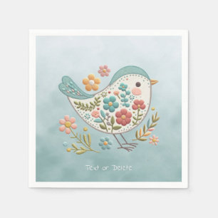 Little Bird Blauw Roze Bloemen Servetten