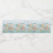 Little Bird Blauw roze bloemen Waterfles Etiket (Enkel label)