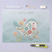 Little Bird Blauw Roze Bloemen Weefselpapier Tissuepapier (Craft)