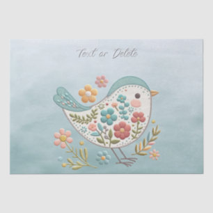 Little Bird Blauw Roze Bloemen Weefselpapier Tissuepapier