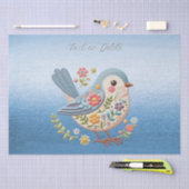 Little Bird Bloemen Blauw Weefsel Papier (Craft)