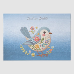 Little Bird Bloemen Blauw Weefsel Papier
