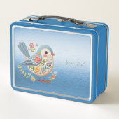 Little Bird Bloemen Borduurwerk Blauw Metalen Lunc (Achterkant)