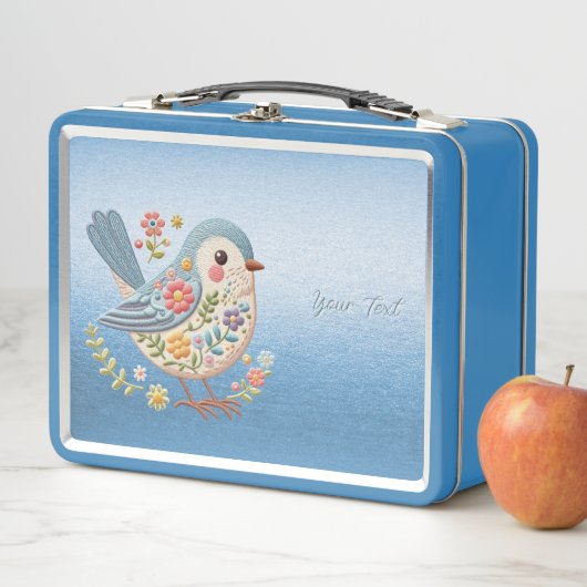 Little Bird Bloemen Borduurwerk Blauw Metalen Lunc (In situ)