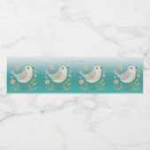 Little Bird Bloemen Borduurwerk Groen Waterfles Etiket (Enkel label)