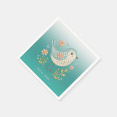 Little Bird Bloemen Borduurwerk Groene servetten (Hoek)