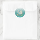 Little Bird Bloemen Borduurwerk Groene Sticker (Tas)