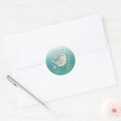 Little Bird Bloemen Borduurwerk Groene Sticker (Envelop)
