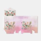 Little Bird Bloemen Borduurwerk Roze Favoriet Doos Bedankdoosjes (Uitgevouwen)