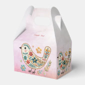 Little Bird Bloemen Borduurwerk Roze Favoriet Doos Bedankdoosjes (Achterkant)