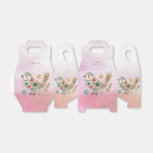 Little Bird Bloemen Borduurwerk Roze Favoriet Doos Bedankdoosjes (Uitgevouwen)