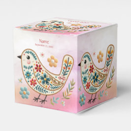 Little Bird Bloemen Borduurwerk Roze Favoriet Doos Bedankdoosjes