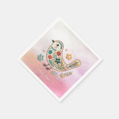 Little Bird Bloemen Borduurwerk Roze servetten (Hoek)