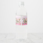 Little Bird Bloemen Borduurwerk Roze Waterfles Etiket (Achterkant)