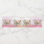 Little Bird Bloemen Borduurwerk Roze Waterfles Etiket (Enkel label)