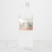 Little Bird Bloemen Borduurwerk Roze Waterfles Etiket (Voorkant)