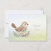 Little Bird Bloemen Goud Bedankt Card (Voorkant)