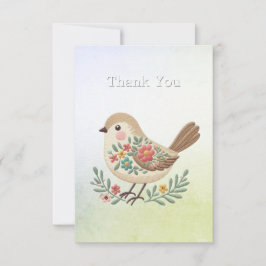 Little Bird Bloemen Goud Bedankt Card