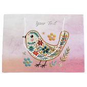 Little Bird Bloemen Roze Gift Bag Groot Cadeauzakje
