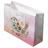 Little Bird Bloemen Roze Gift Bag Groot Cadeauzakje (Voorkant Gekanteld)