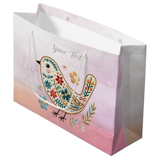 Little Bird Bloemen Roze Gift Bag Groot Cadeauzakje