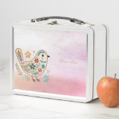 Little Bird Bloemen Roze Metalen Lunch Box (In situ)