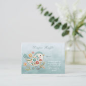Little Bird Blue Pink Flowers Baby shower Informatiekaartje (Staand voorkant)