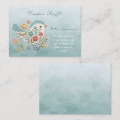 Little Bird Blue Pink Flowers Baby shower Informatiekaartje (Voorkant / Achterkant)