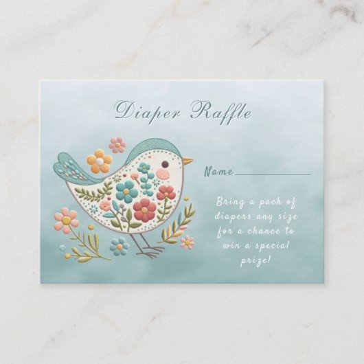 Little Bird Blue Pink Flowers Baby shower Informatiekaartje (Voorkant)