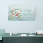 Little Bird Blue Pink Flowers Baby shower Spandoek (Beurs)