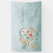 Little Bird Blue Pink Flowers Baby shower Spandoek (Verticaal)