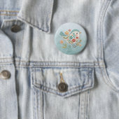 Little Bird Blue Pink Flowers Button (In situ)