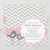Little Bird Chevron Baby shower Invitation Kaart (Voorkant / Achterkant)
