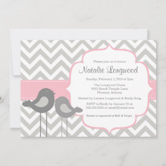 Little Bird Chevron Baby shower Invitation Kaart