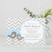 Little Bird Chevron Baby shower Invitation Kaart (Staand voorkant)