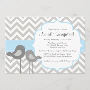 Little Bird Chevron Baby shower Invitation Kaart