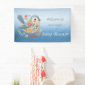Little Bird Floral Blue Baby shower Spandoek (Insitu)